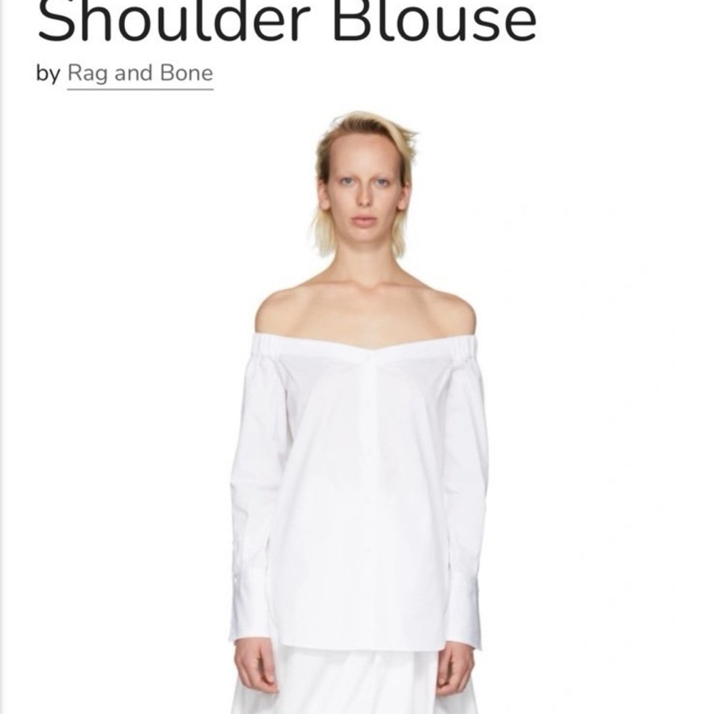 Rag and Bone Kacy Off the Shoulder Button Down Blouse Large White